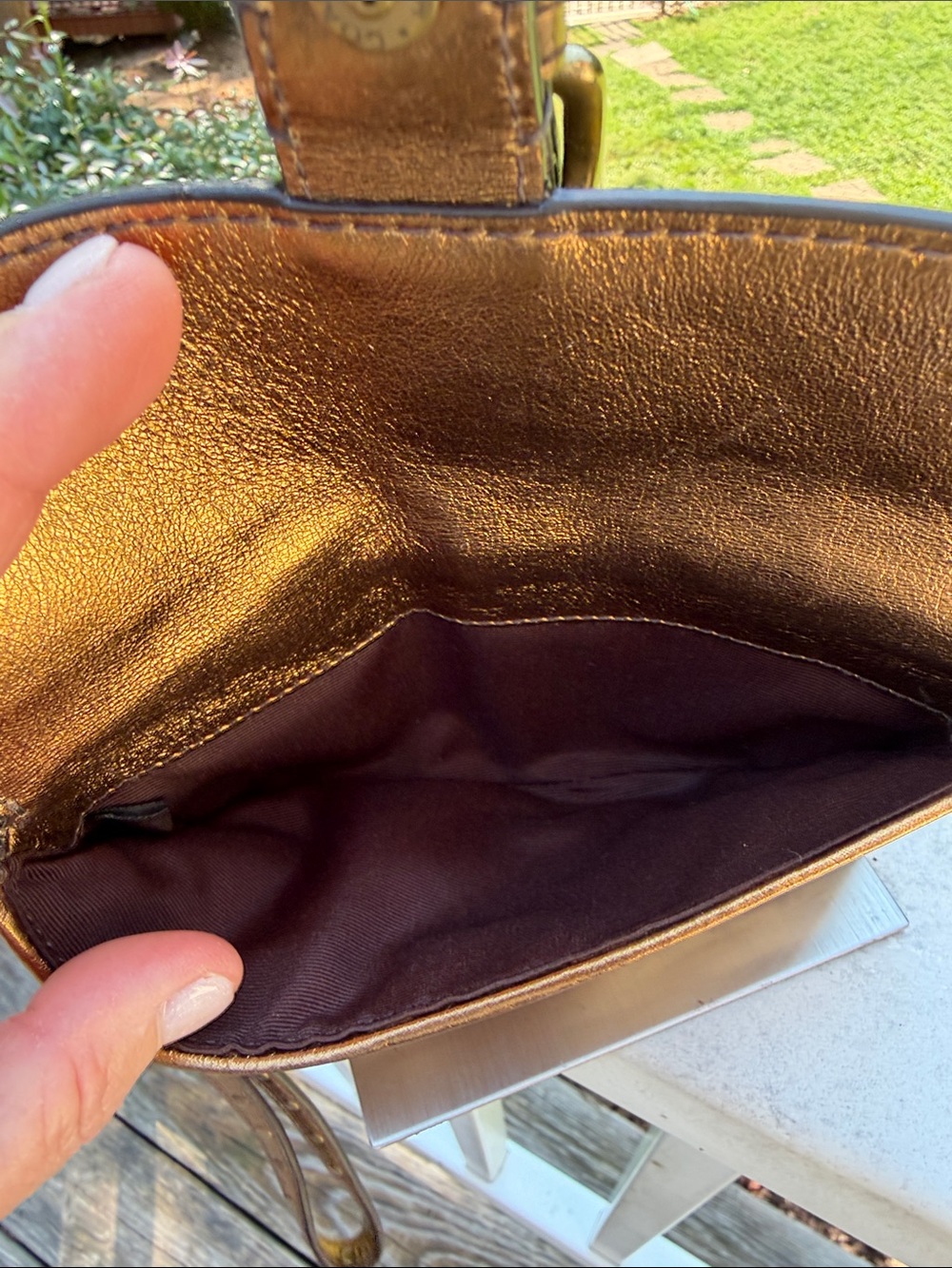 COACH Metallic Gold Signature Buckle Clutch Wallet - Picture 11 of 12
